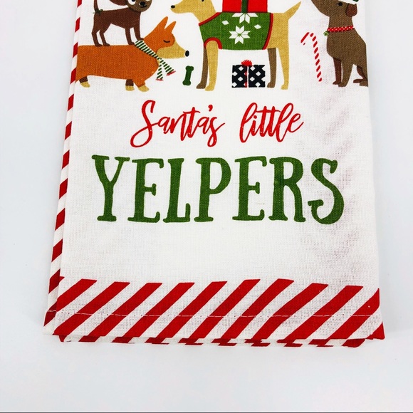NWT Santa's Little Yelpers Dog Kitchen Christmas Holiday Dish Towel - Picture 5 of 7